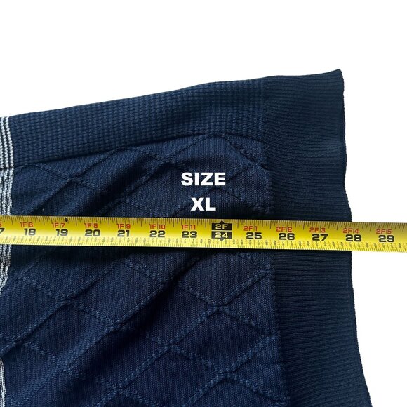 LCR Mens Ribbed Sweater Navy Blue Colorblock Slim Fit Shawl Collar Various Sizes - Picture 13 of 16